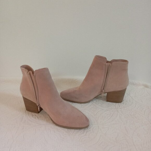 Aldo Womens Ankle Boots Size 7 Pink Suede Block Heel - Picture 8 of 9